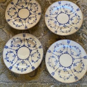Set of 4 Antique 9” Plates with Gold Rims by Furnval  & Sons
